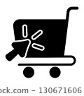 Online shopping cart icon with cursor click. Business logo for online shop, illustration for add to cart and check out 130671606