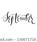 Vector September hand drawn month calligraphy. Elegant month lettering for planners and calendars. Elegant handwritten month names in cursive style. Artistic cursive month names for printable projects 130671716