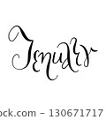 Vector January hand drawn month in English. Cursive handwritten style made using ink. Elegant handwritten month name in cursive style. Artistic cursive month name for printable projects 130671717