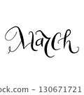 Vector March hand drawn month in English. Creative month names drawn for planners and calendars. Handwritten month names in cursive style for wall decor. Cursive month names for printable projects 130671721