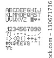 Pixel dot font capital letters, numbers and punctuations. For techno style illustrations. LED sign board font in airport and train station 130671736