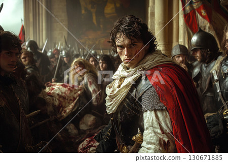 Edward IV pursues wounded Lancasters in Tewkesbury Abbey during a fierce battle 130671885