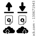 Download and Upload icon set. For website button 130671943