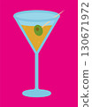 Glass of Martini Pop Art style vector Illustration. Summer Cocktail drink 130671972