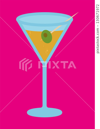 Glass of Martini Pop Art style vector Illustration. Summer Cocktail drink Glass of Martini Pop Art style vector Illustration. Summer Cocktail drink 130671972