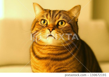 A charming cat's expression: A portrait that's soothing and ugly-cute 130672191