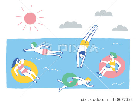 年輕男女享受夏日大海_顏色 130672355