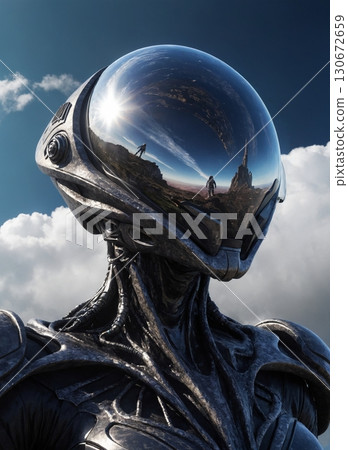 Alien character illustration (AI-generated image) 130672659