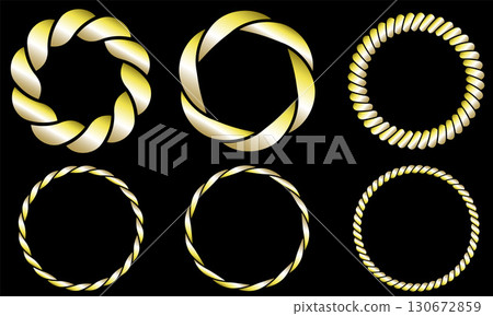 A set of circular frame materials that resembles a golden rope 130672859