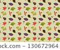 Autumn leaves, mushrooms and acorns pattern background 130672964