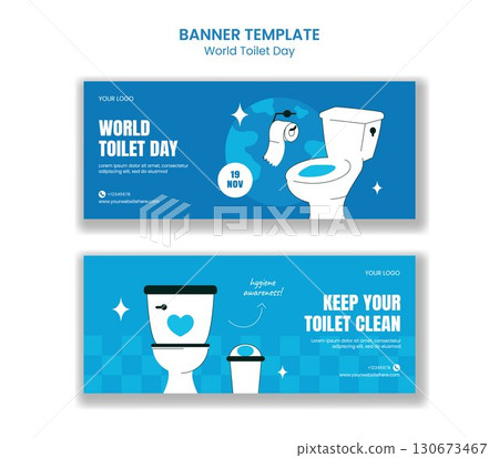 World Toilet Day Horizontal Banner Illustration with Flat Cartoon Templates Background Design World Toilet Day Horizontal Banner Illustration with Flat Cartoon Templates Background Design 130673467