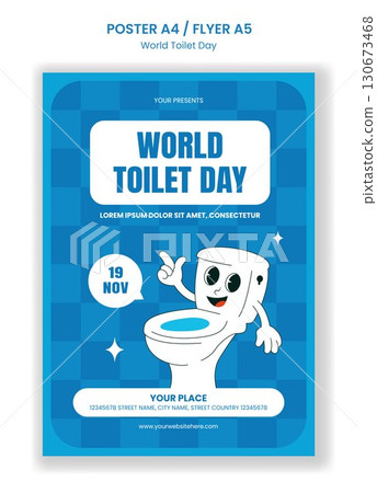 Flyer Design for World Toilet Day with Flat Cartoon Hand Drawn Templates Illustration Flyer Design for World Toilet Day with Flat Cartoon Hand Drawn Templates Illustration 130673468
