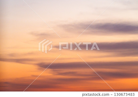 Evening sky, western sky with clouds drifting, a-2, high saturation contrast 130673483