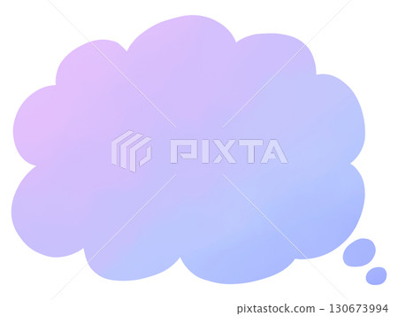 Watercolor hand-drawn style, fluffy cloud-shaped speech bubble, blue-purple 130673994