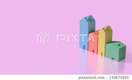 The House Multi color for property concept 3d Rendering. 130674805