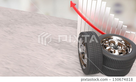 The Tire for Auto mobile or garage concept 3d Rendering. 130674818