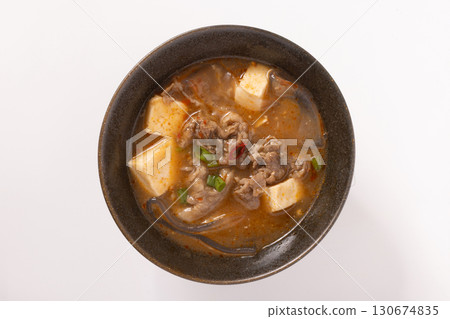 Beef mapo tofu soup with extra thick glass noodles 130674835