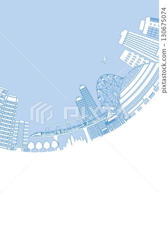 Cityscape silhouette illustration. Big city image illustration. 130675074