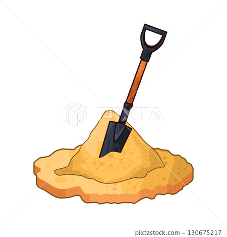 illustration of shovel digging sand illustration of shovel digging sand 130675217