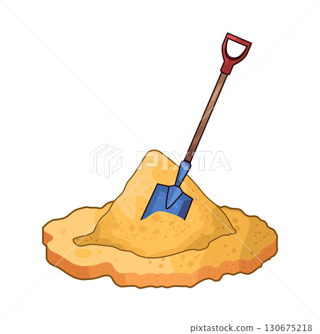 illustration of shovel digging sand illustration of shovel digging sand 130675218