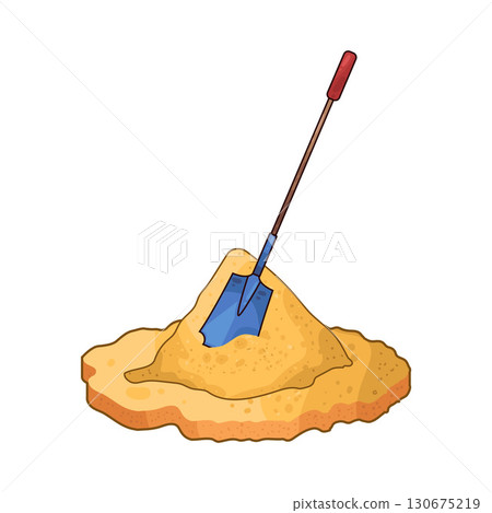 illustration of shovel digging sand 130675219