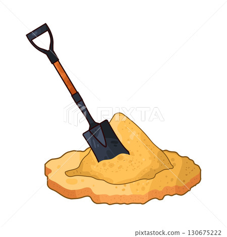 illustration of shovel digging sand 130675222