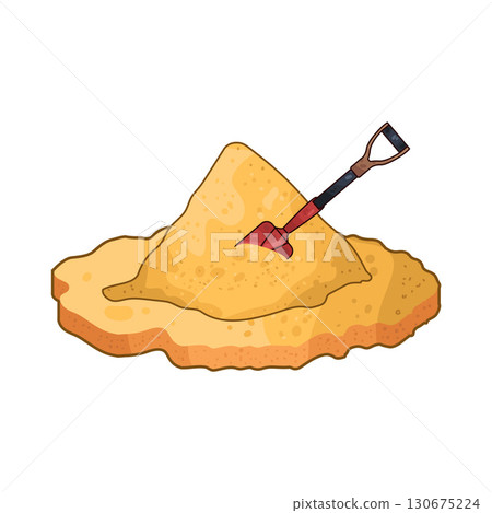 illustration of shovel digging sand illustration of shovel digging sand 130675224