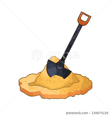 illustration of shovel digging sand illustration of shovel digging sand 130675226