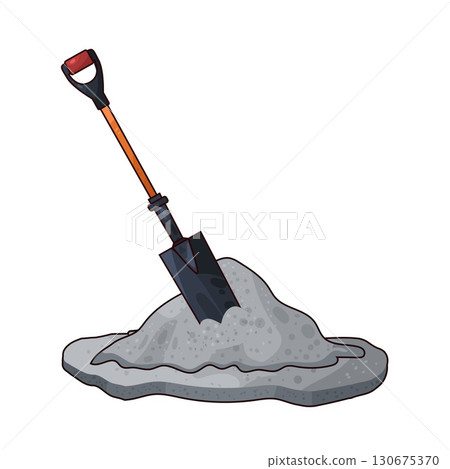 illustration of shovel and sand construction illustration of shovel and sand construction 130675370