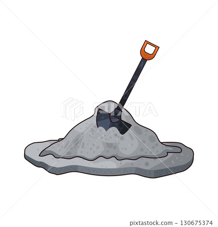 illustration of shovel and sand construction illustration of shovel and sand construction 130675374