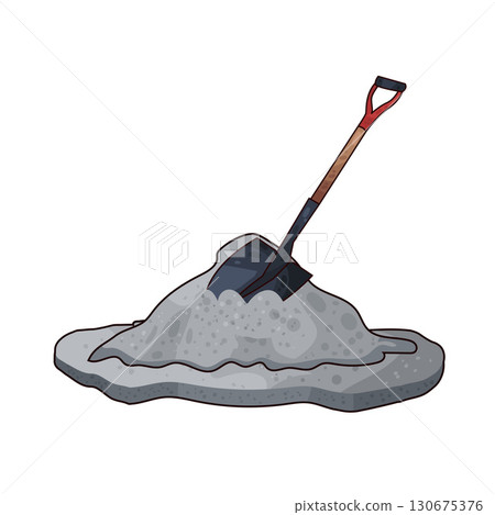 illustration of shovel and sand construction illustration of shovel and sand construction 130675376