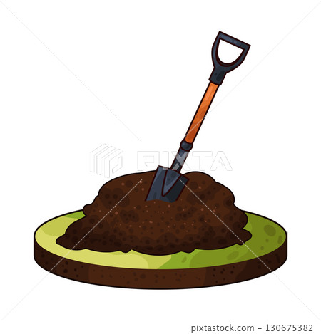 illustration of shovel in dirt illustration of shovel in dirt 130675382
