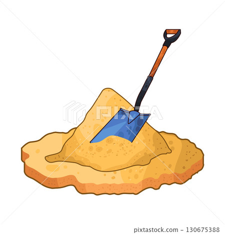 illustration of shovel digging sand illustration of shovel digging sand 130675388