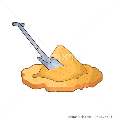 illustration of shovel digging sand 130675391