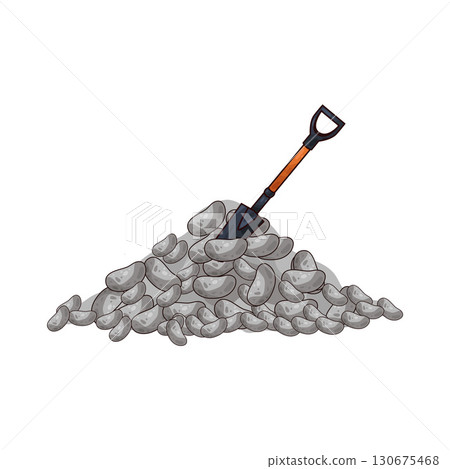 illustration of shovel and gravel stone illustration of shovel and gravel stone 130675468