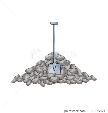 illustration of shovel and gravel stone illustration of shovel and gravel stone 130675471