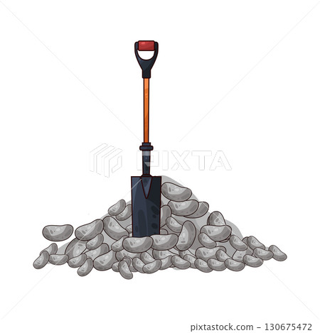 illustration of shovel and gravel stone illustration of shovel and gravel stone 130675472