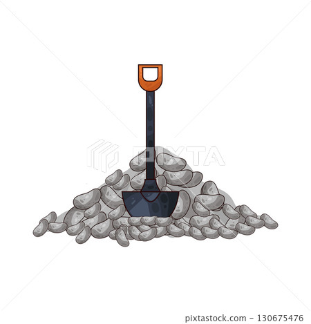 illustration of shovel and gravel stone illustration of shovel and gravel stone 130675476
