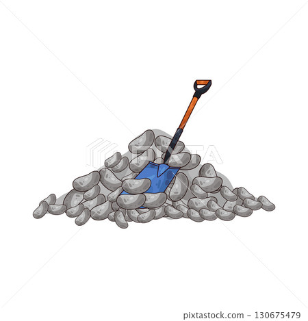illustration of shovel and gravel stone illustration of shovel and gravel stone 130675479