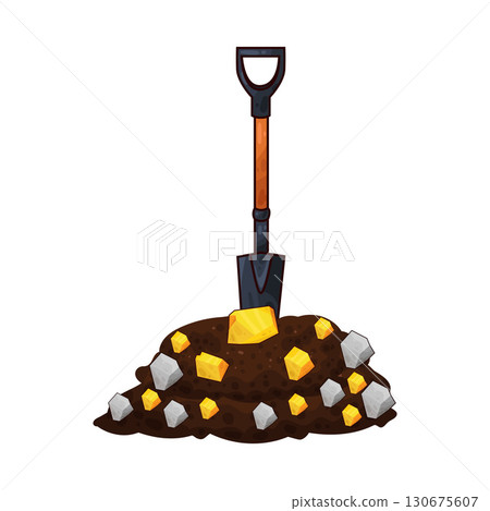 illustration of shovel digging gold 130675607
