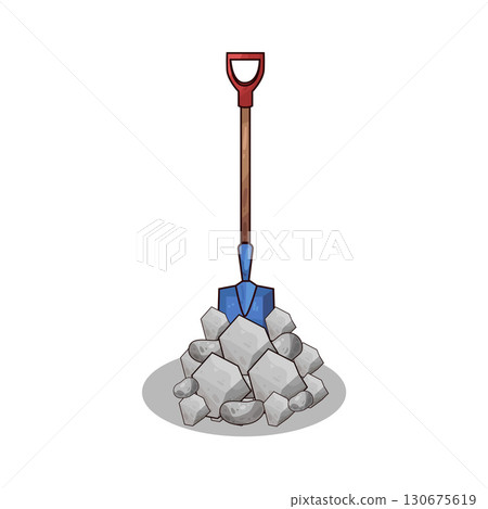illustration of shovel and gravel stone 130675619