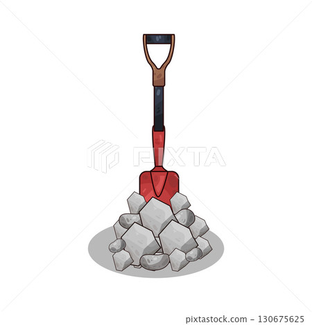 illustration of shovel and gravel stone 130675625