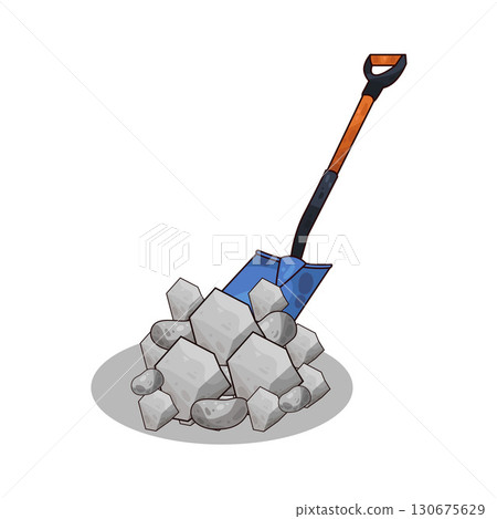illustration of shovel and gravel stone 130675629