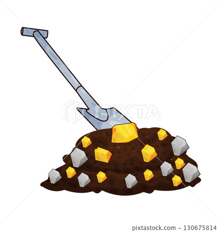 illustration of shovel digging gold illustration of shovel digging gold 130675814