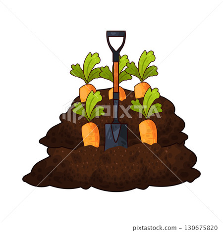 illustration of shovel digging carrot 130675820