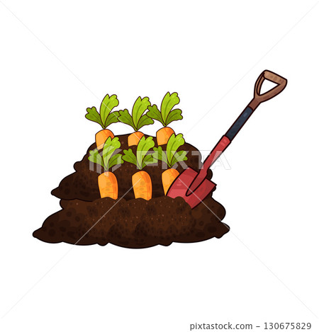 illustration of shovel digging carrot illustration of shovel digging carrot 130675829