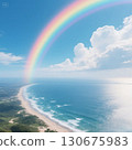 A huge rainbow over the beach 130675983