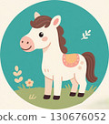 Cute illustrated white horse 130676052