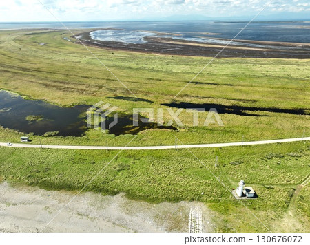 Aerial view of Notsuke Peninsula, Hokkaido 130676072