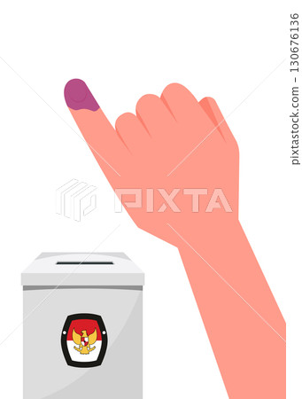 Close up of hand gesture little finger after voting stock illustration 130676136